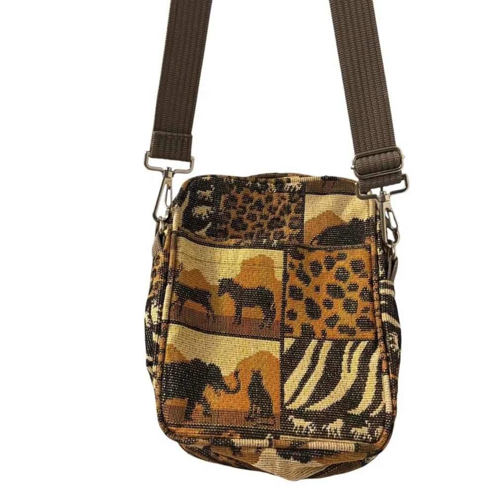 Vintage Rare Safari Tapestry Crossbody Satchel Bag